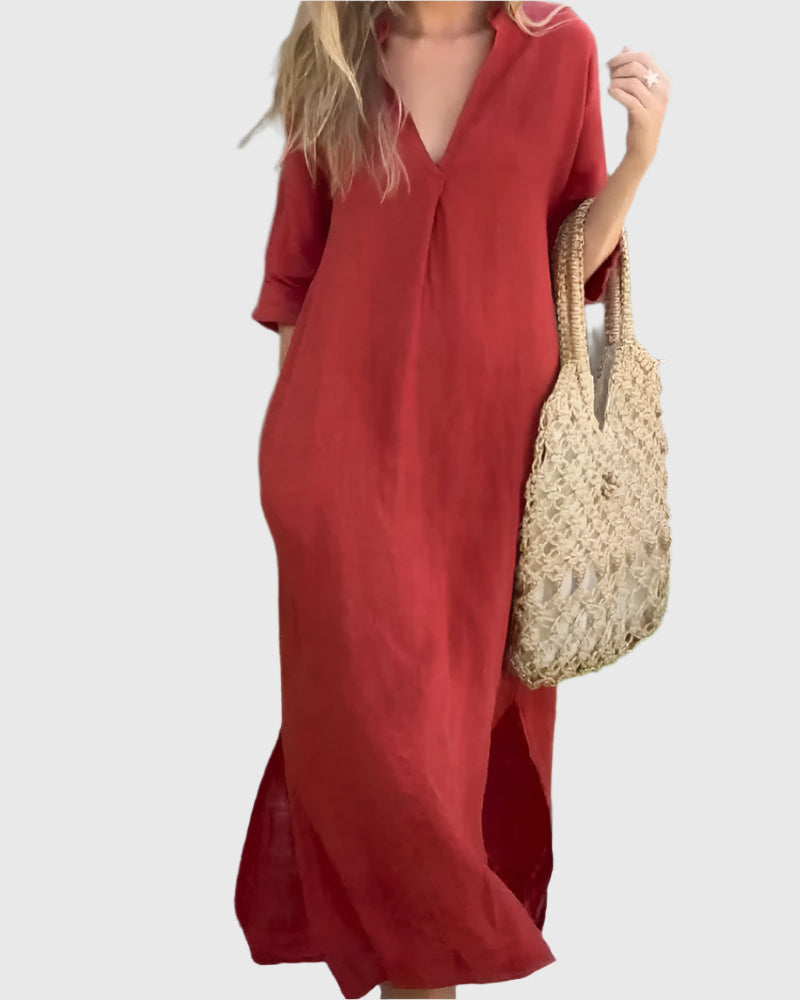 SIMBA - ROBE EN LIN AVEC POCHES